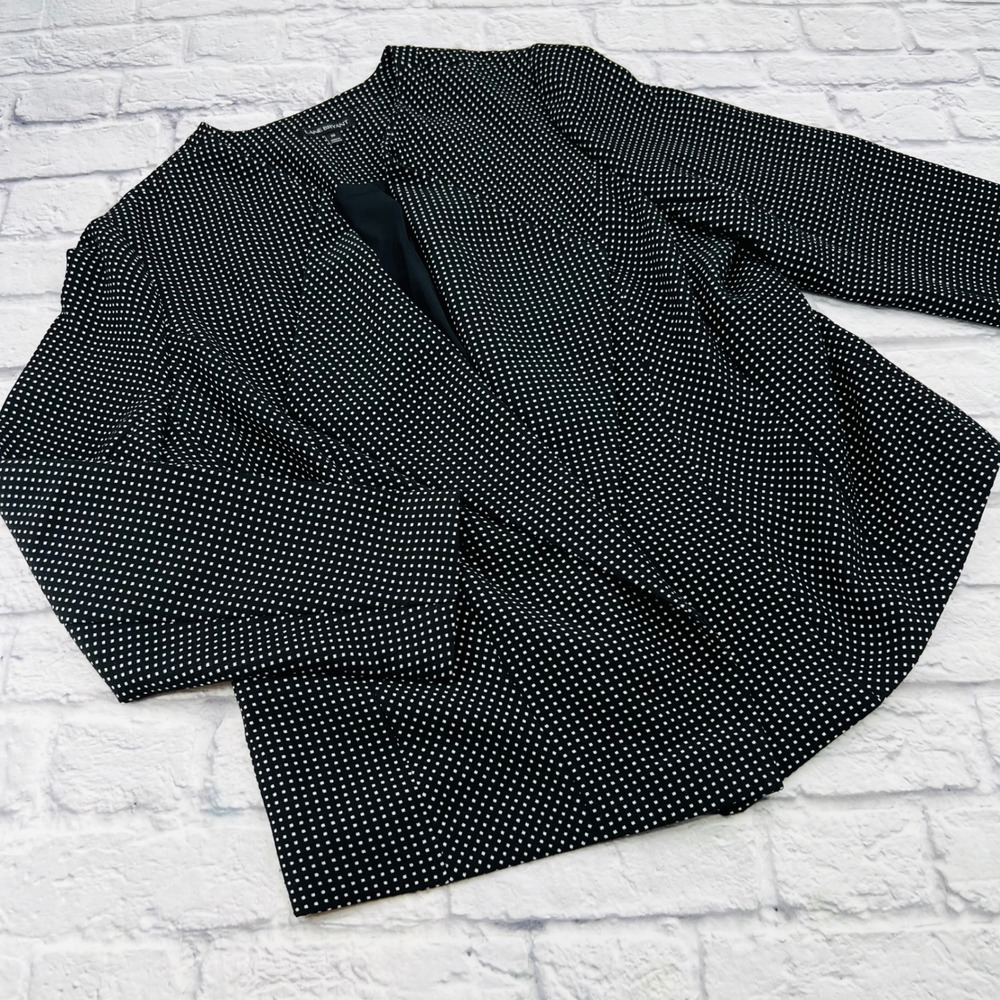 Lane Bryant Black White Polka Dot Open Front Blazer Jacket Plus Size 20